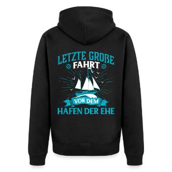 Junggesellenabschied Ehe Junggeselle - Unisex Premium Bio Zip Hoodie - Schwarz - Hinten - Nico (187cm)
