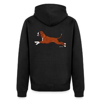 Boxer Dog 3 - Unisex Premium Organic Zip Hoodie - black - Back - Nico (187cm)