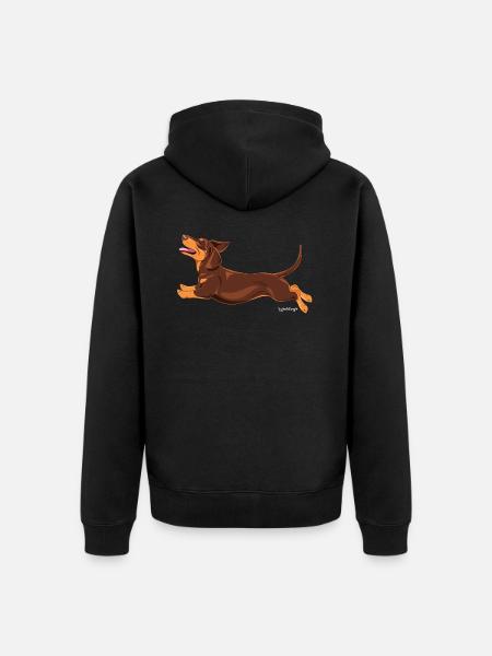Dachshund Smooth 2 - Unisex Premium Organic Zip Hoodie - black