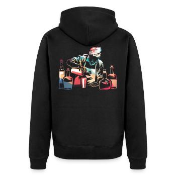Barkeeper - Unisex Premium Bio Zip Hoodie - Schwarz - Hinten - Nico (187cm)