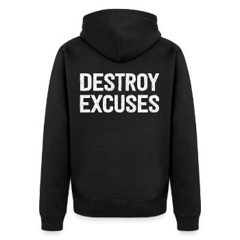 Détruire les excuses - Veste à capuche bio Premium Unisexe - noir - Dos - Nico (187cm)