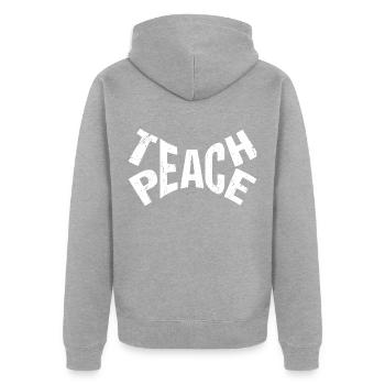 Teach Peace - Unisex Premium Bio Zip Hoodie - Grau meliert - Hinten - Nico (187cm)