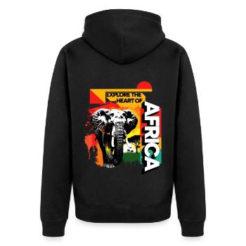 Afrique Éléphant Nature Aventure Safari en pleine nature - Veste à capuche bio Premium Unisexe - noir - Dos - Nico (187cm)