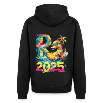Pension 2025 Canard Retraité Retraité Drôle - Veste à capuche bio Premium Unisexe - noir - Dos - Nico (187cm)