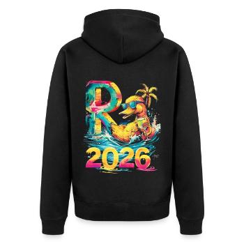 Pension 2026 Duck Pensioner Retired Funny - Unisex Premium Organic Zip Hoodie - black - Back - Nico (187cm)