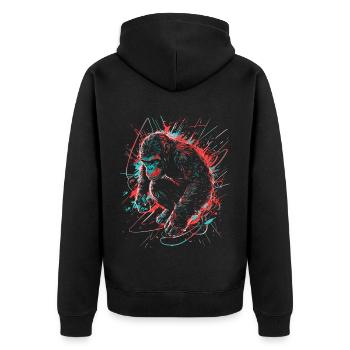Singe Gorille Chimpanzé Néon Coloré Coloré - Veste à capuche bio Premium Unisexe - noir - Dos - Nico (187cm)