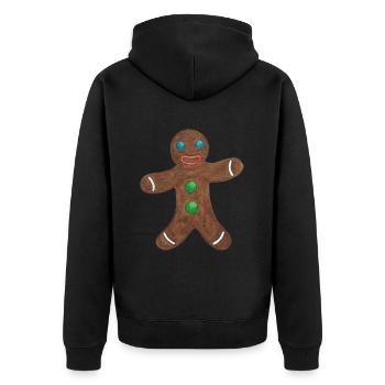 Lebkuchenmann - Unisex Premium Bio Zip Hoodie - Schwarz - Hinten - Nico (187cm)