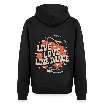 Live Love Line Dance Linedance Spass am Tanzen - Unisex Premium Bio Zip Hoodie - Schwarz - Hinten - Nico (187cm)