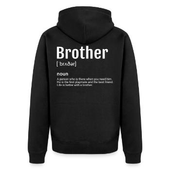 Brother Definition - Unisex Premium Organic Zip Hoodie - black - Back - Nico (187cm)