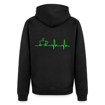 Amoureux du café - Heartbeat - Veste à capuche bio Premium Unisexe - noir - Dos - Nico (187cm)