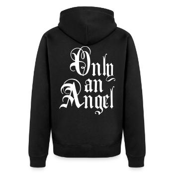 Only an Angel 06 / Nur ein Engel - Unisex Premium Bio Zip Hoodie - Schwarz - Hinten - Nico (187cm)
