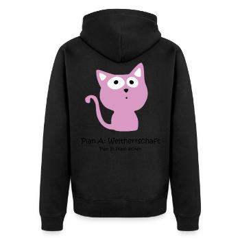 Süße Katze - Weltherrschaft - Unisex Premium Bio Zip Hoodie - Schwarz - Hinten - Nico (187cm)