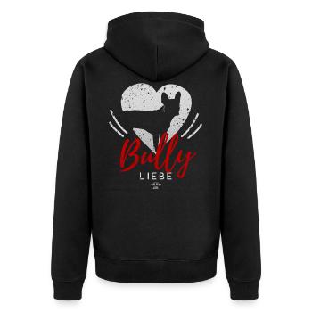 Bully Herz-Silhouette 2 - Unisex Premium Bio Zip Hoodie - Schwarz - Hinten - Nico (187cm)