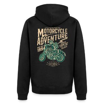 MOTORCYCLE ADVENTURE - MOTORCYCLE BIKER SHIRT MOTIV - Unisex Premium Organic Zip Hoodie - black - Back - Nico (187cm)