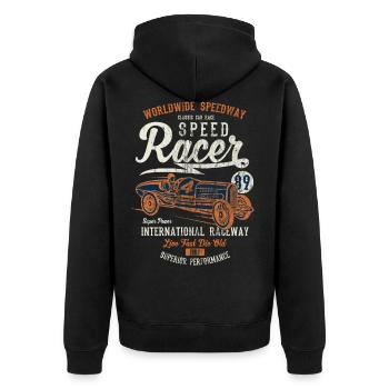SPEEDWAY RACER - cadeau shirt Vintage Car Auto - Veste à capuche bio Premium Unisexe - noir - Dos - Nico (187cm)