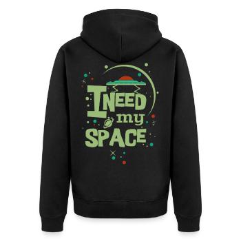 GREEN J'AI BESOIN D'ESPACE - soucoupes dictons chemise - Veste à capuche bio Premium Unisexe - noir - Dos - Nico (187cm)