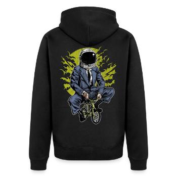 GO TO THE MOON - Astronaut cyclist gift - Unisex Premium Organic Zip Hoodie - black - Back - Nico (187cm)