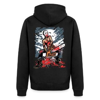 TRONCONNEUSE PSYCHO - Halloween cadeau Horreur - Veste à capuche bio Premium Unisexe - noir - Dos - Nico (187cm)