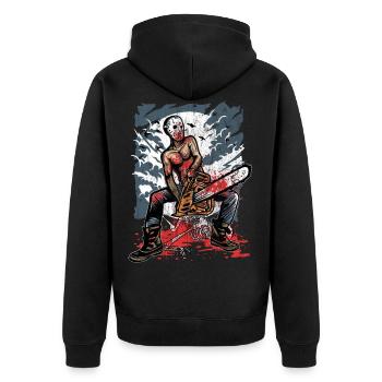 TRONCONNEUSE KILLER - Halloween cadeau Horreur - Veste à capuche bio Premium Unisexe - noir - Dos - Nico (187cm)