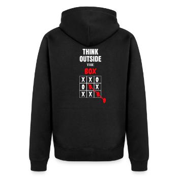 THINK OUTSIDE - Unisex Premium Bio Zip Hoodie - Schwarz - Hinten - Nico (187cm)
