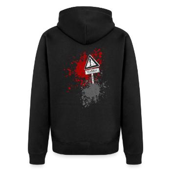 Achtung Boßeln - Unisex Premium Bio Zip Hoodie - Schwarz - Hinten - Nico (187cm)