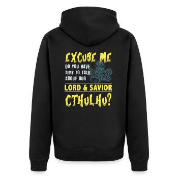 Cthulhu religion mythe horreur mystère narratif - Veste à capuche bio Premium Unisexe - noir - Dos - Nico (187cm)