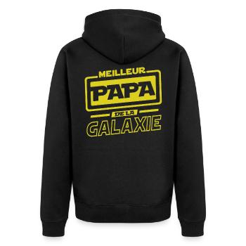Fest der Väter - Bester Papa der Galaxie - Unisex Premium Bio Zip Hoodie - Schwarz - Hinten - Nico (187cm)