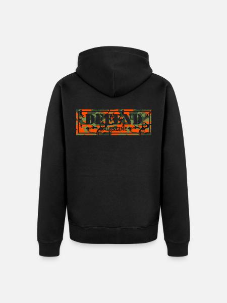 "DEFEND PALESTINE" Camouflage T-Shirt - Unisex Premium Organic Zip Hoodie - black
