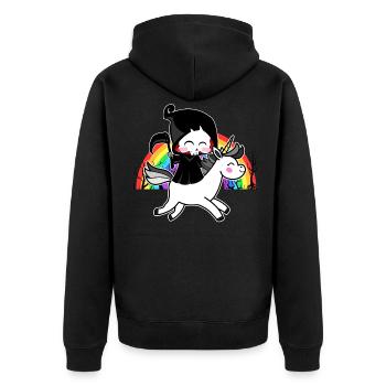 Death Is Magic - Unicorn Grim Reaper Rainbow - Unisex Premium Organic Zip Hoodie - black - Back - Nico (187cm)