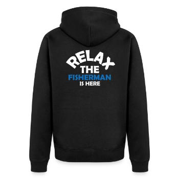 Fischer Angler Fischen Angeln Fisch Geschenkidee - Unisex Premium Bio Zip Hoodie - Schwarz - Hinten - Nico (187cm)