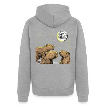 Paresseux de chemise de Capybaras de trois lune, amants de furet - Veste à capuche bio Premium Unisexe - gris chiné - Dos - Nico (187cm)