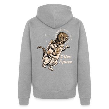 Chemise de loutre d'espace pour les amateurs de furet mignon de loutre - Veste à capuche bio Premium Unisexe - gris chiné - Dos - Nico (187cm)