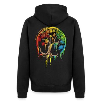 Colorful Tree Life is really good Tree Art Shirt - Unisex Premium Organic Zip Hoodie - black - Back - Nico (187cm)