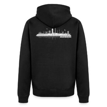 duisburg_city_skyline - Unisex Premium Bio Zip Hoodie - Schwarz - Hinten - Nico (187cm)