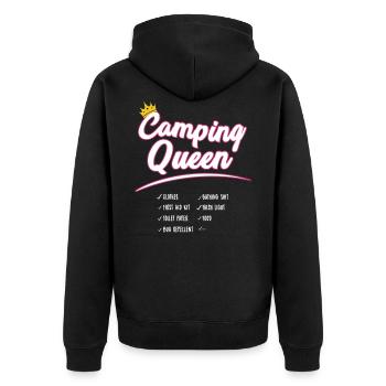 Camping funny Shirt - camping queen outdoor nature - Unisex Premium Organic Zip Hoodie - black - Back - Nico (187cm)