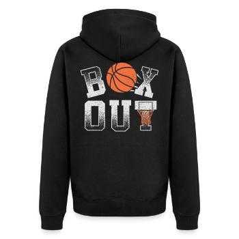Basketball-Trainer-Hemd-Kasten heraus Rückprallverteidigung - Unisex Premium Bio Zip Hoodie - Schwarz - Hinten - Nico (187cm)