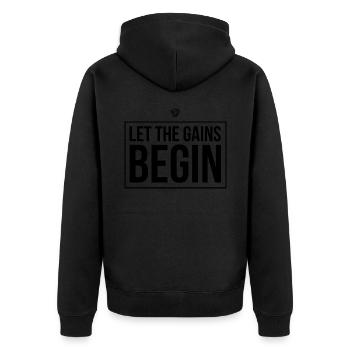 Let the gains begin! Sport Gift Idea Fitness - Unisex Premium Organic Zip Hoodie - black - Back - Nico (187cm)