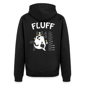 Fluff Sie das Welt Shirt - Funny Cat Kitten - Unisex Premium Bio Zip Hoodie - Schwarz - Hinten - Nico (187cm)