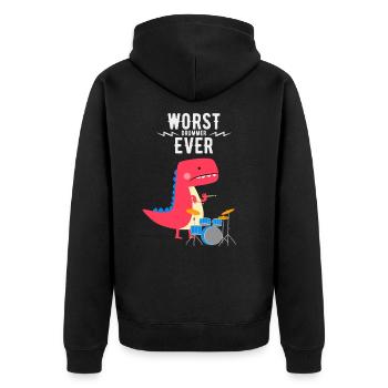 Worst drummer ever Shirt - for kids - Unisex Premium Organic Zip Hoodie - black - Back - Nico (187cm)