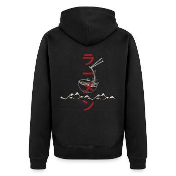 Vintage Japanese Ramen Anime shirt for noodle Bowl - Unisex Premium Organic Zip Hoodie - black - Back - Nico (187cm)
