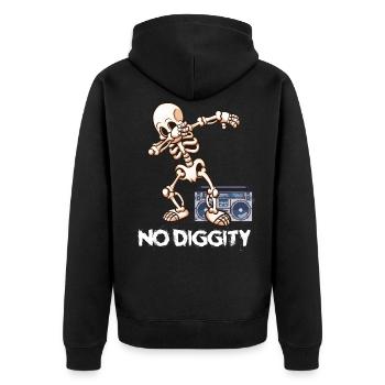 HIP HOP 90s Skeleton doing DABBING Halloween - Unisex Premium Organic Zip Hoodie - black - Back - Nico (187cm)