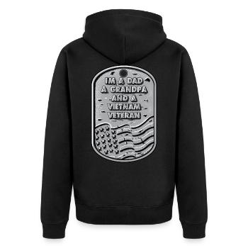 Ich bin ein Vater, ein Großvater und ein Vietnam-Veteranenhemd - Unisex Premium Bio Zip Hoodie - Schwarz - Hinten - Nico (187cm)