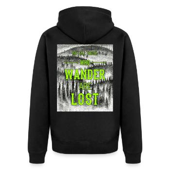 Nicht alle, die wandern, sind verlorenes wanderndes Hemd - Unisex Premium Bio Zip Hoodie - Schwarz - Hinten - Nico (187cm)
