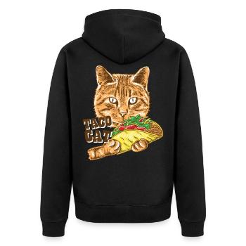 Taco Cat Favorite Food Adorable Animals Mexican - Unisex Premium Organic Zip Hoodie - black - Back - Nico (187cm)