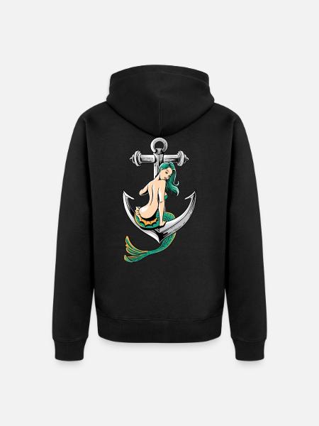 Siremankerschulseemannmädchen-Piratent-shirt - Unisex Premium Bio Zip Hoodie - Schwarz