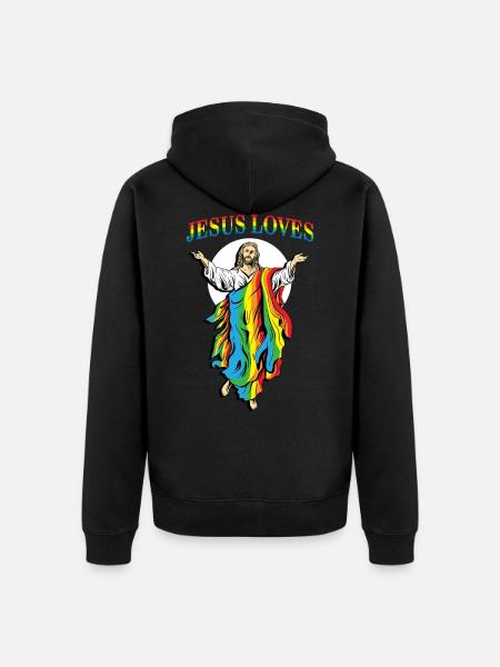 Jesus älskar gay pride rainbow LGBT tshirt - Ekologisk premiumluvjack unisex - svart