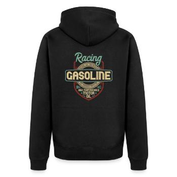 Motorrad Shirt - Unisex Premium Bio Zip Hoodie - Schwarz - Hinten - Nico (187cm)
