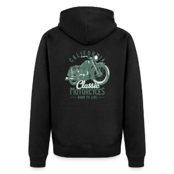 Motorrad Shirt - Unisex Premium Bio Zip Hoodie - Schwarz - Hinten - Nico (187cm)