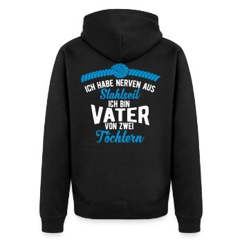 Gift for father two daughters - Unisex Premium Organic Zip Hoodie - black - Back - Nico (187cm)