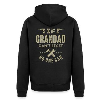 Opa kann es nicht reparieren - Unisex Premium Bio Zip Hoodie - Schwarz - Hinten - Nico (187cm)